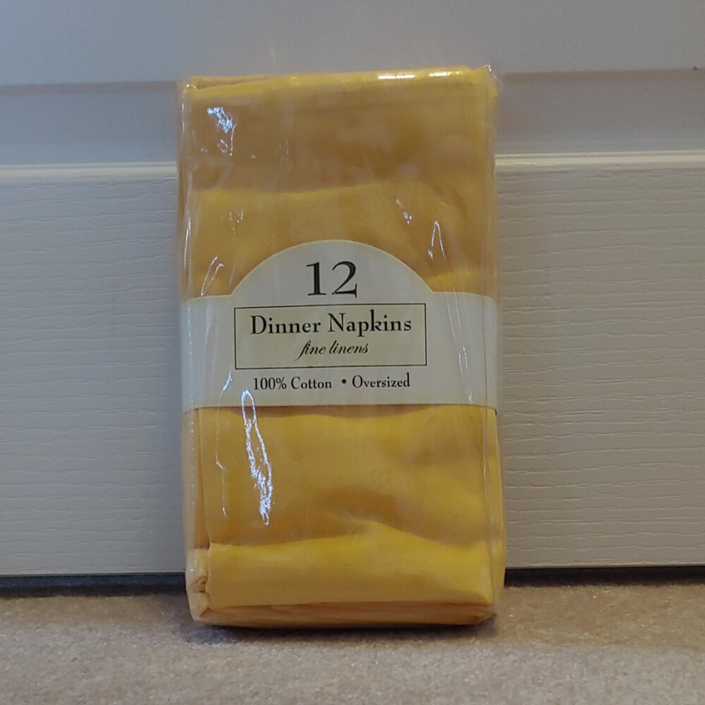 12 oversized dinner napkins- yellow